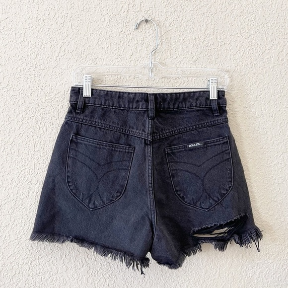 Rolla’s Shorts Dusters High Rise Slim Distressed Denim Black Streetwear Edgy 27 - Picture 5 of 12